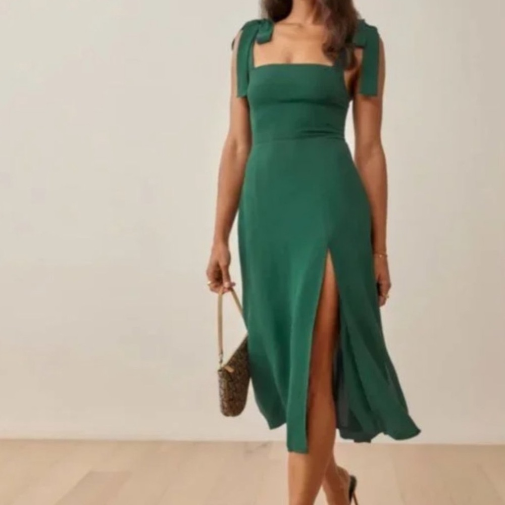Reformation Twilight Dress in Emerald
